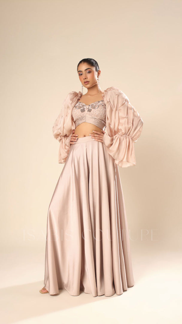 Puff Sleeves Top with culottes