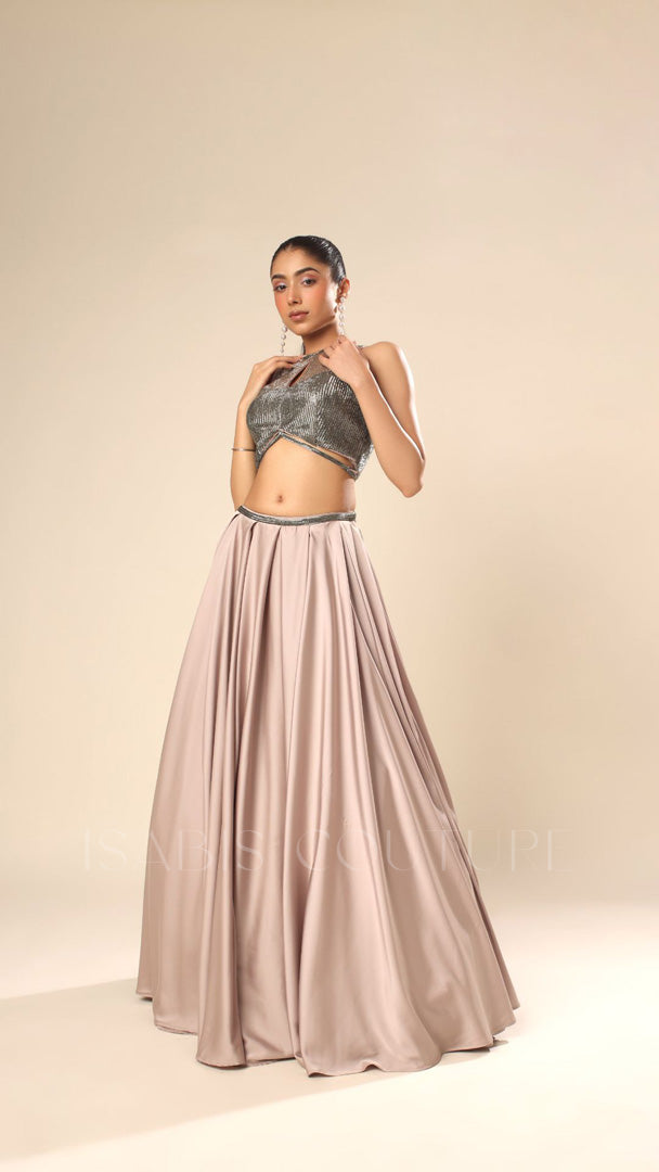 Halter Crop Top with Skirt same