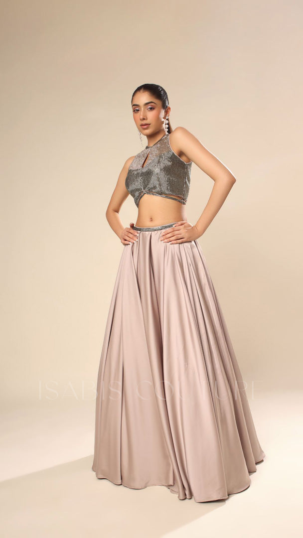 Halter Crop Top with Skirt same
