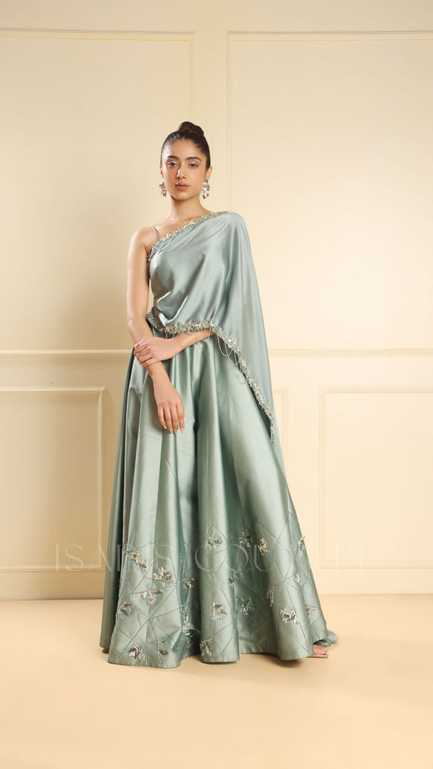 One Side Off Shoulder Drape Jump Suit