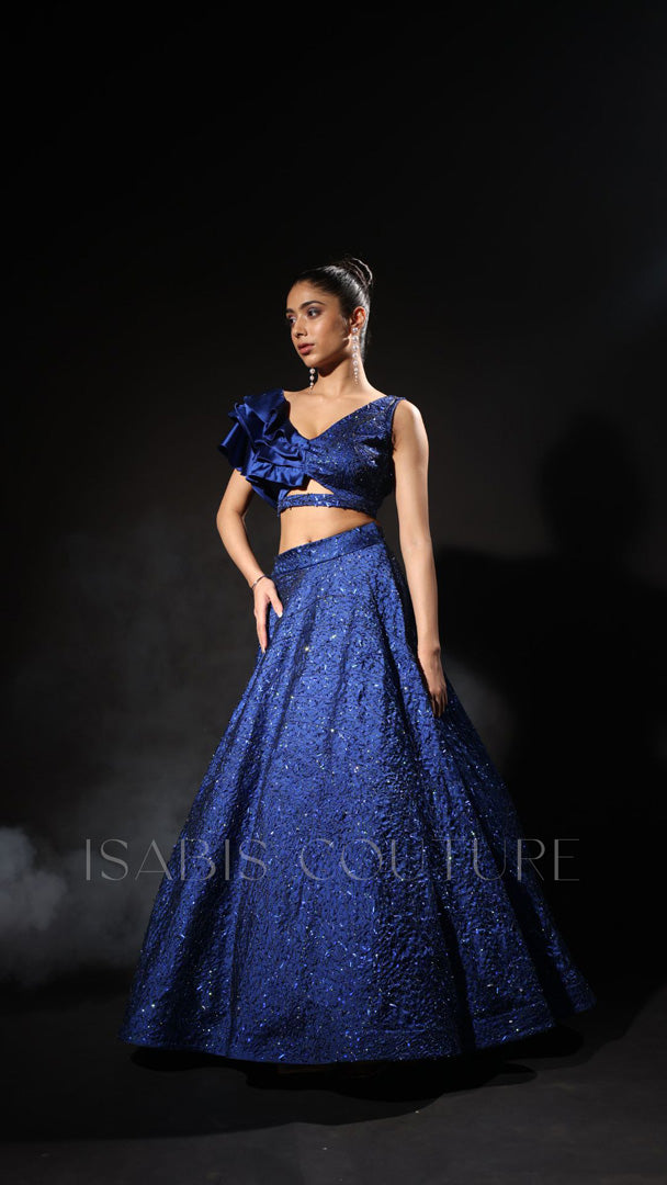 Ruffled Crop top Lehnga