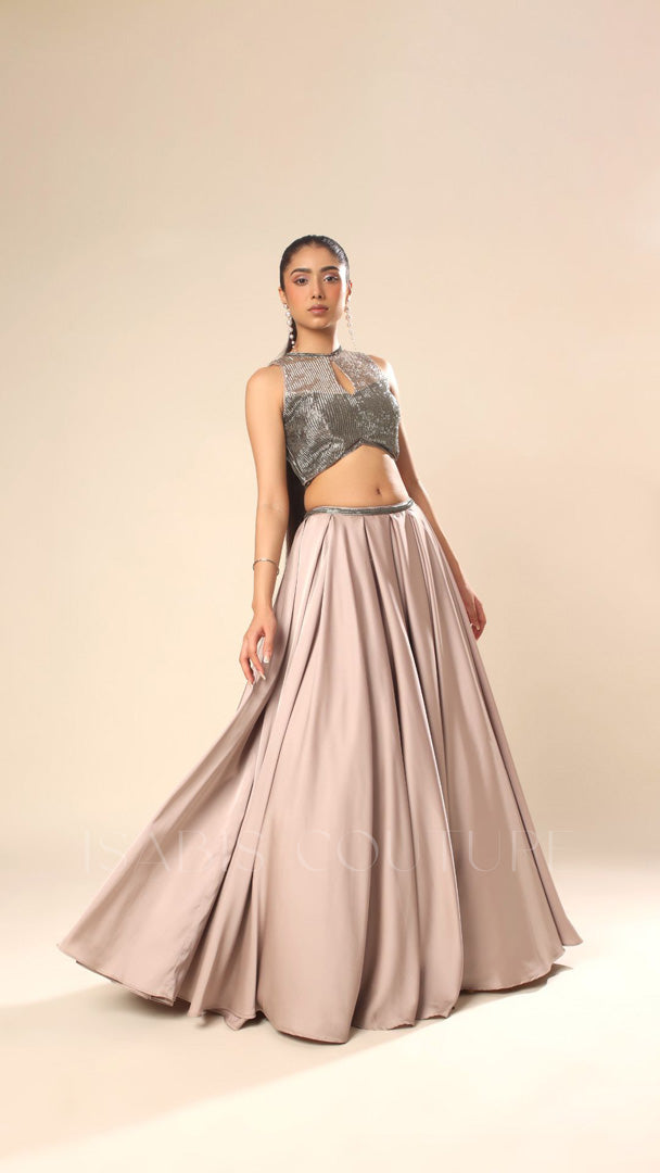 Halter Crop Top with Skirt same