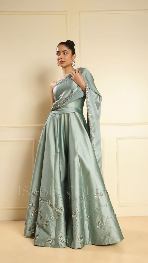 One Side Off Shoulder Drape Jump Suit