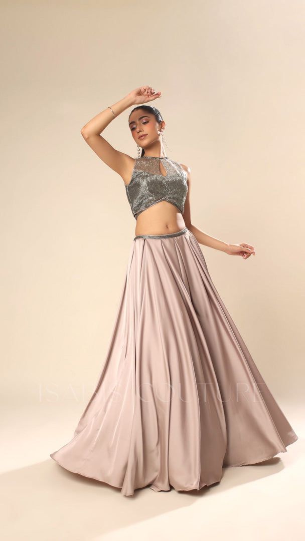 Halter Crop Top with Skirt same