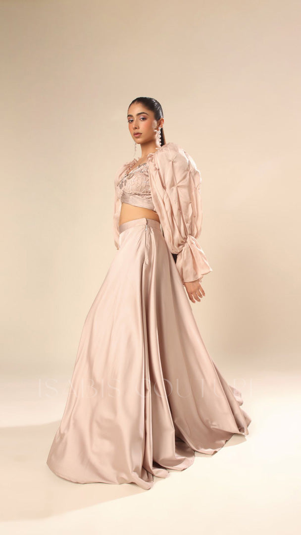 Puff Sleeves Top with culottes