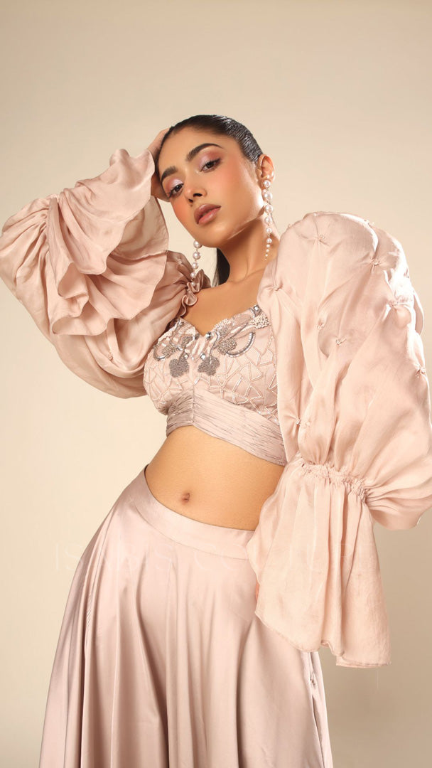 Puff Sleeves Top with culottes